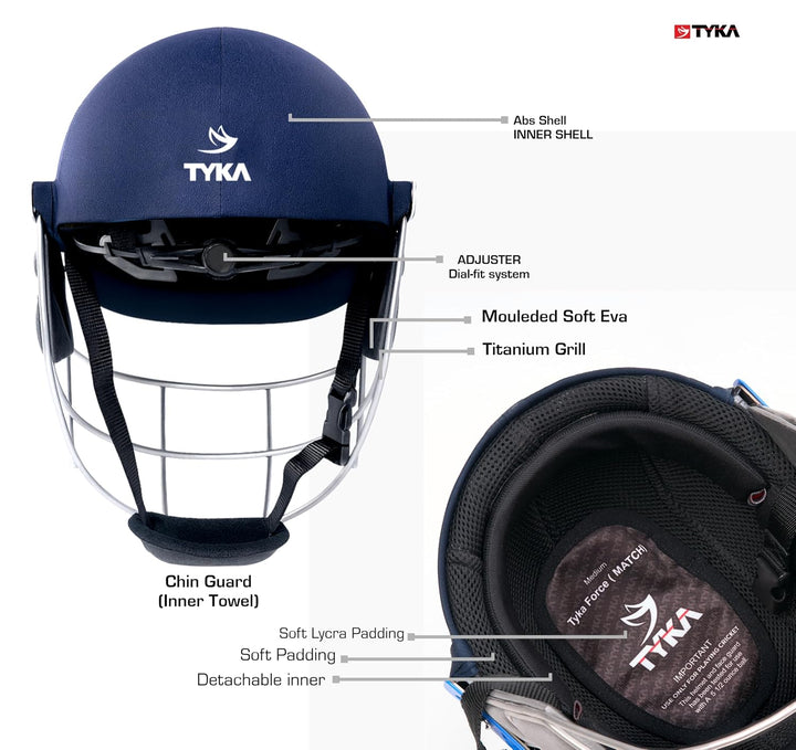 Tyka Force Match Mild Steel Grill Cricket with Back Adjuster Helmet @ Back View 7