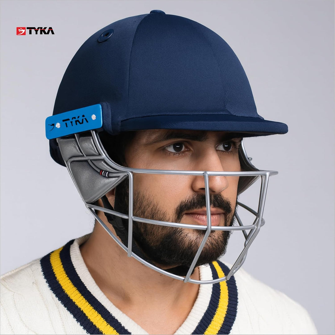 Tyka Force Match Mild Steel Grill Cricket with Back Adjuster Helmet @ Front Side View 7