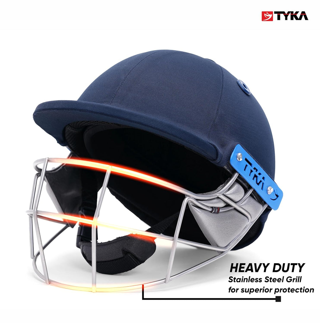 Tyka Force Match Mild Steel Grill Cricket with Back Adjuster Helmet @ Front View 3