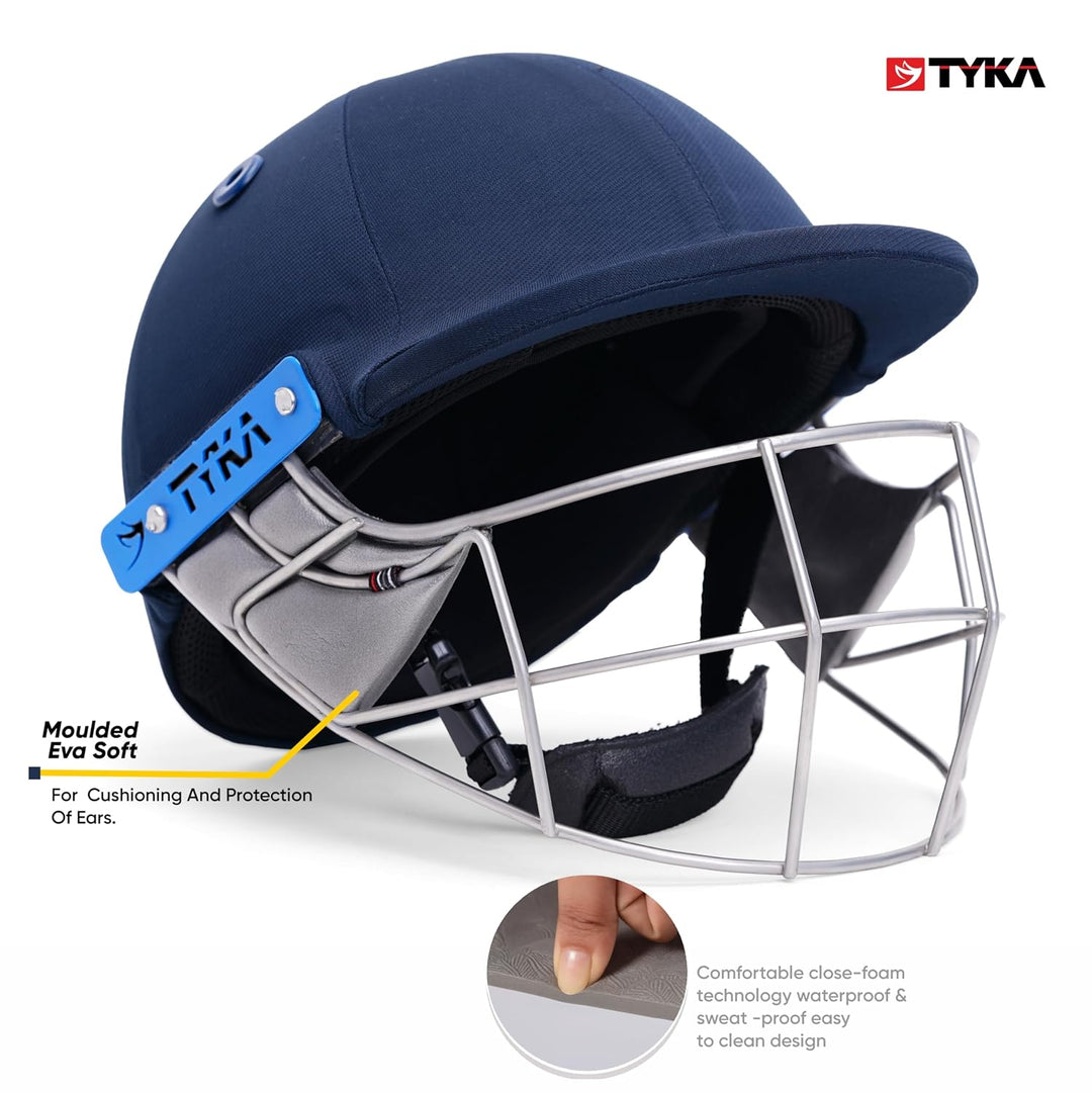 Tyka Force Match Mild Steel Grill Cricket with Back Adjuster Helmet @ Front View 6