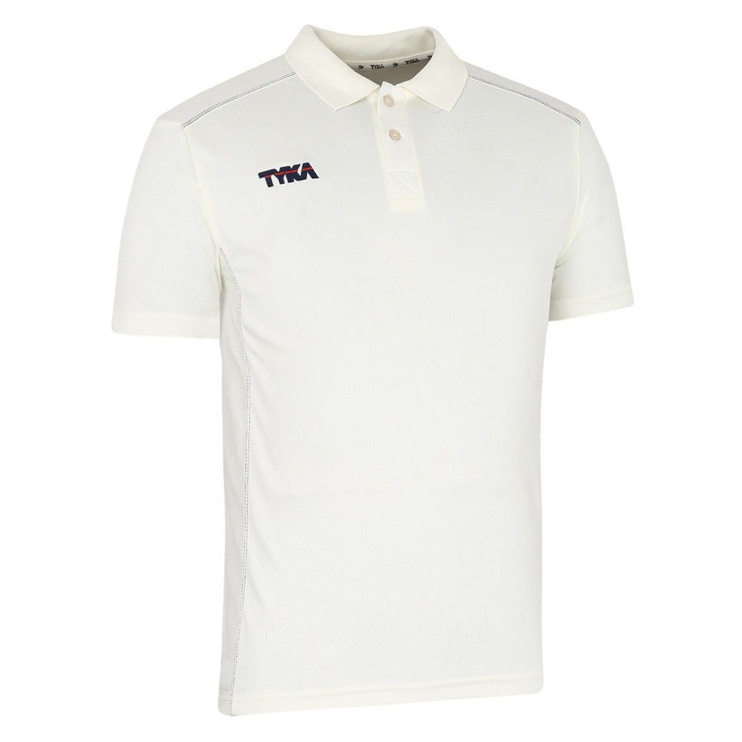 Tyka Pioneer Cricket T Shirt Half Sleeve Junior Off White Size@front view 2