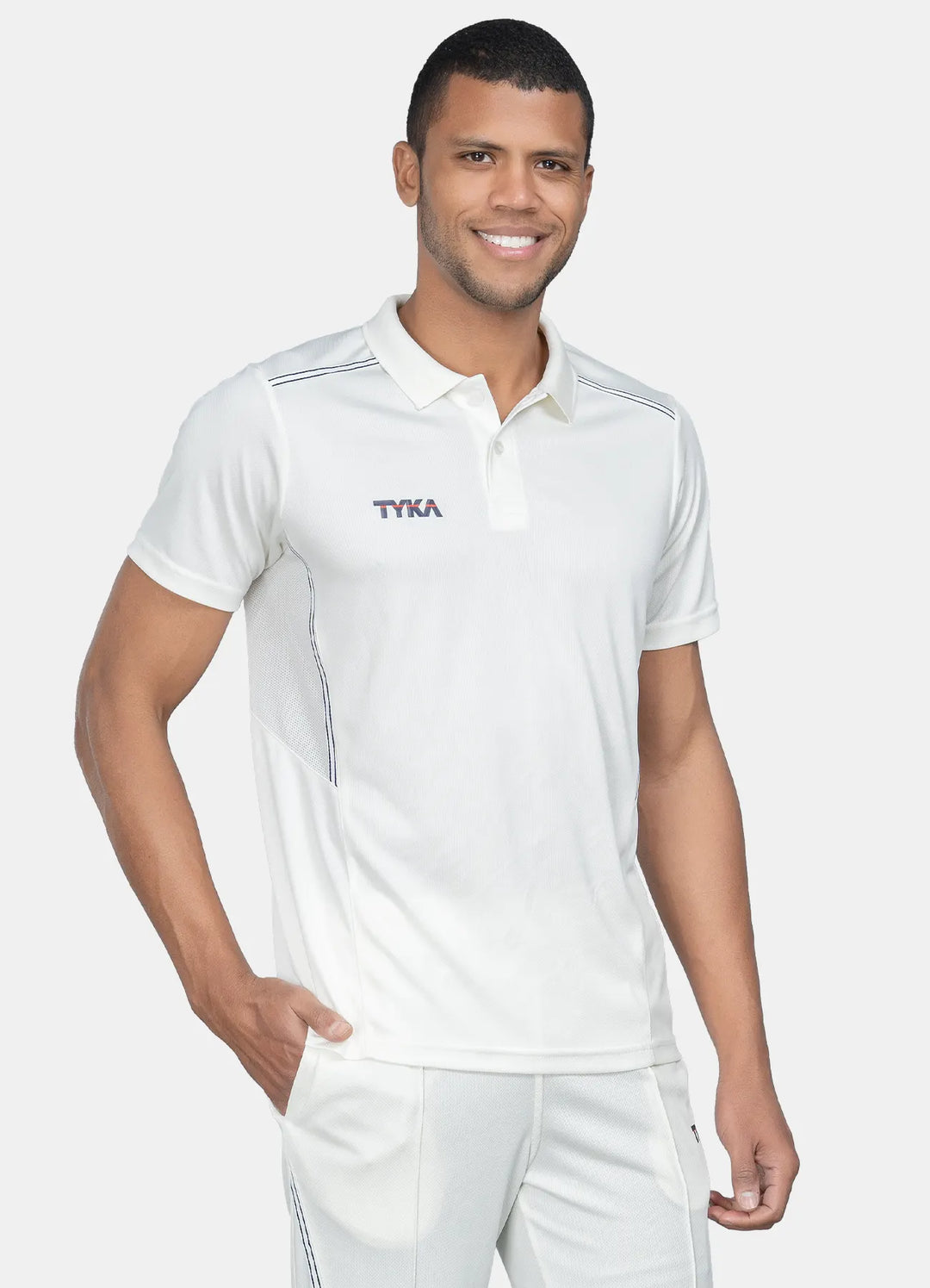 Tyka Prima Cricket T Shirt Half Sleeve Off White Size@front view
