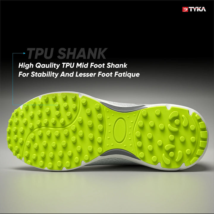 Tyka Velocity Rubber Cricket Shoes White Cyan @ Sole View 3