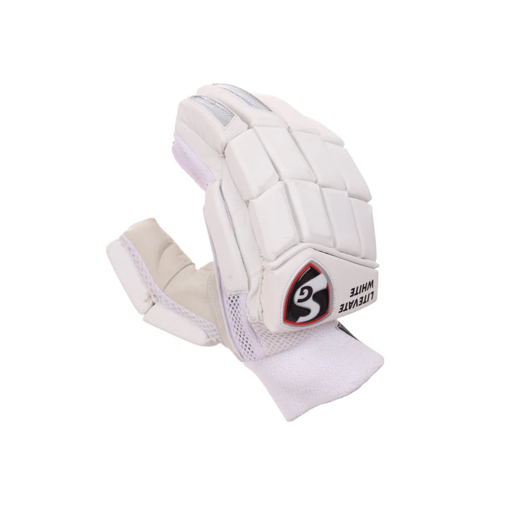 SG Litevate White Cricket Batting Gloves@front view2