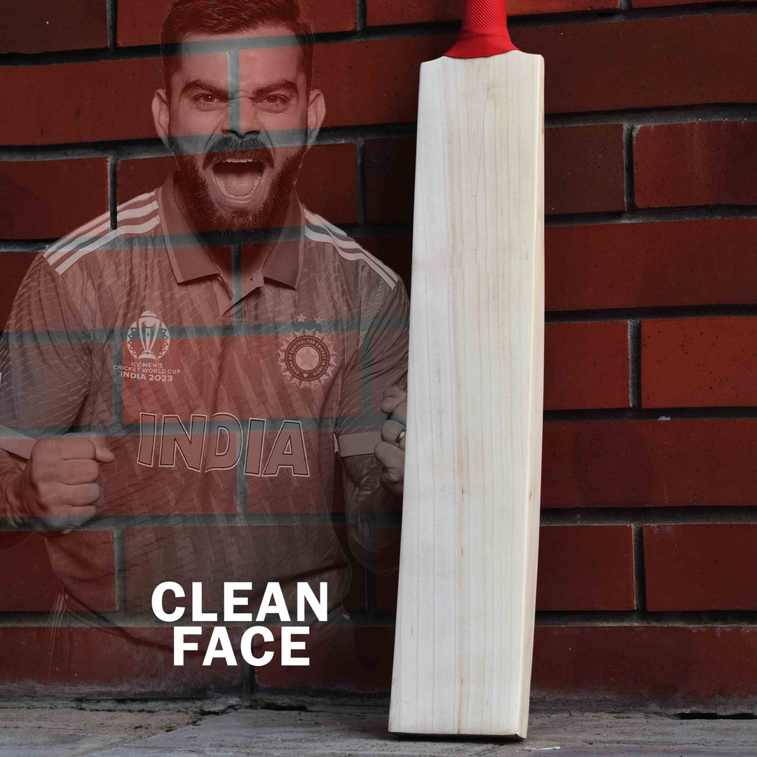 Customise Virat Kohli Profile English Willow Cricket Bat Size SH @ Face View