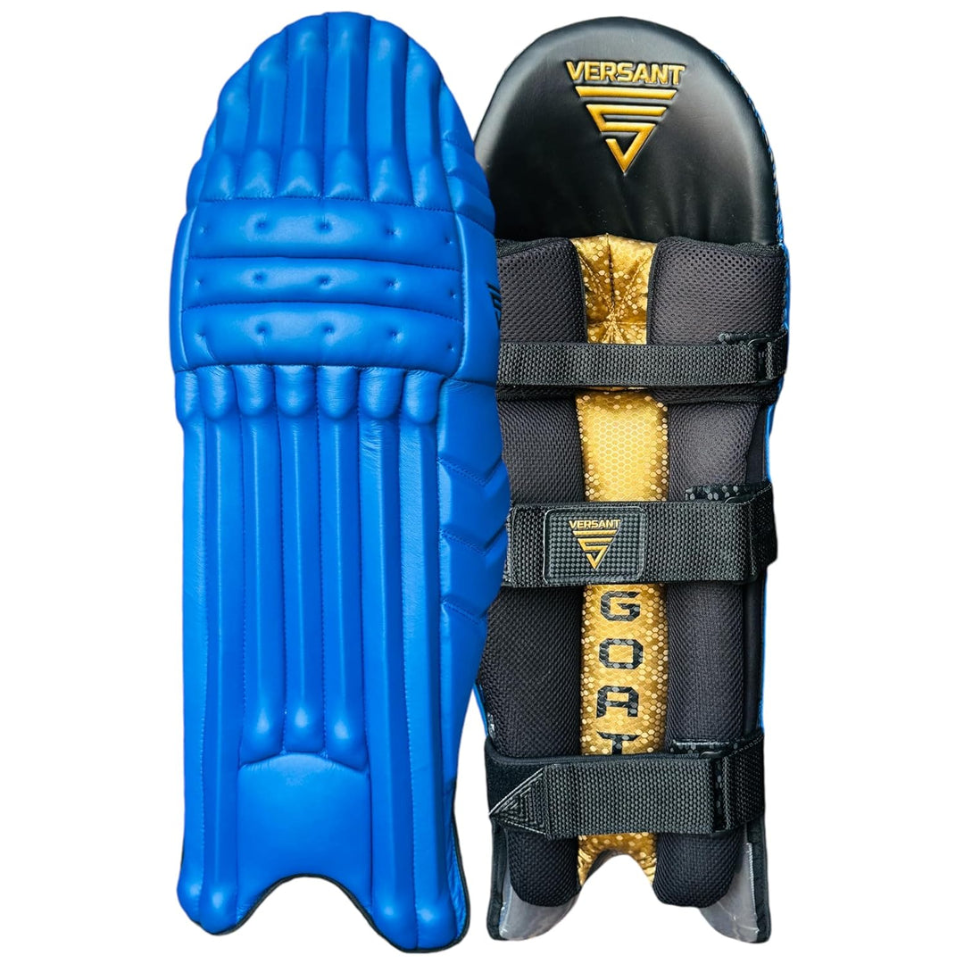 Versant Goat Series Cricket Royal Blue Batting Leg Guard Pads Mens Size@front view