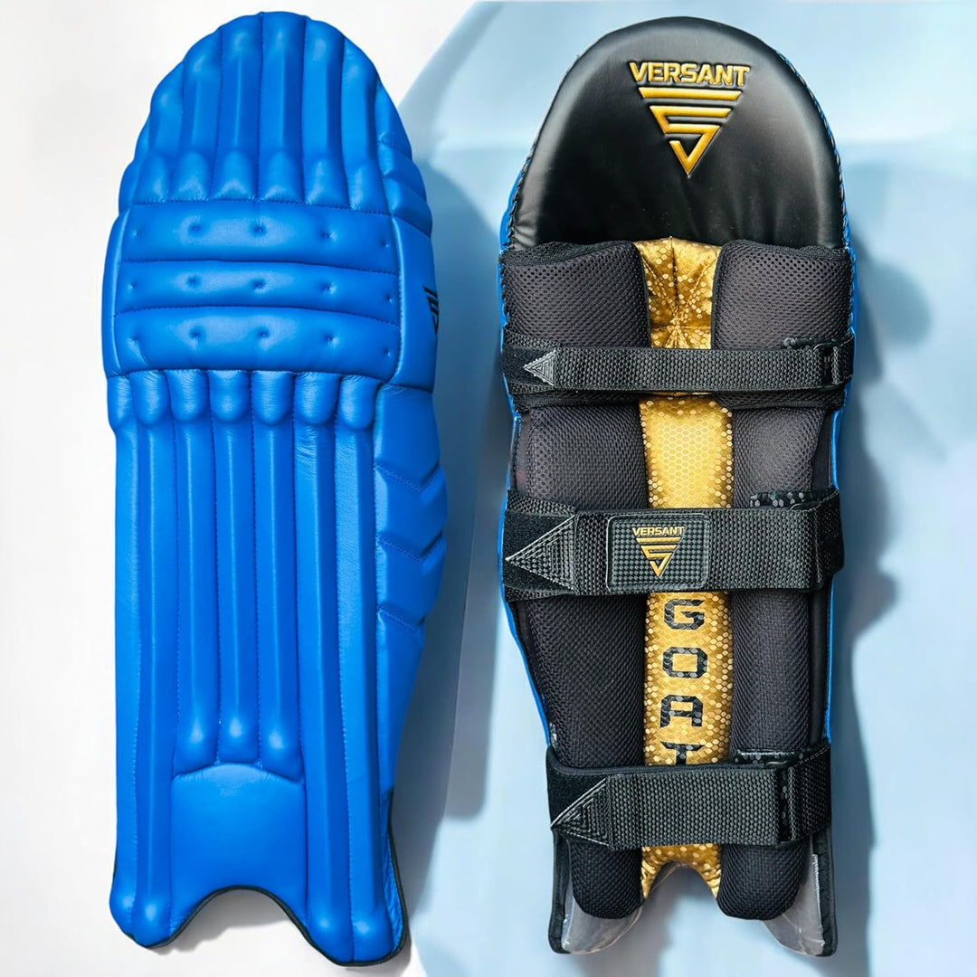 Versant Goat Series Cricket Royal Blue Batting Leg Guard Pads Mens Size@front view3