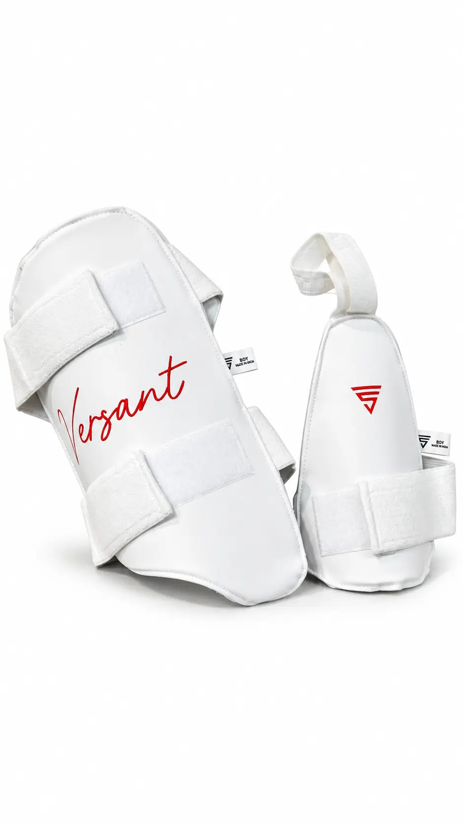 Versant Rise White Cricket Batting Combo Thigh Guard Pad Size@ Front 2 View