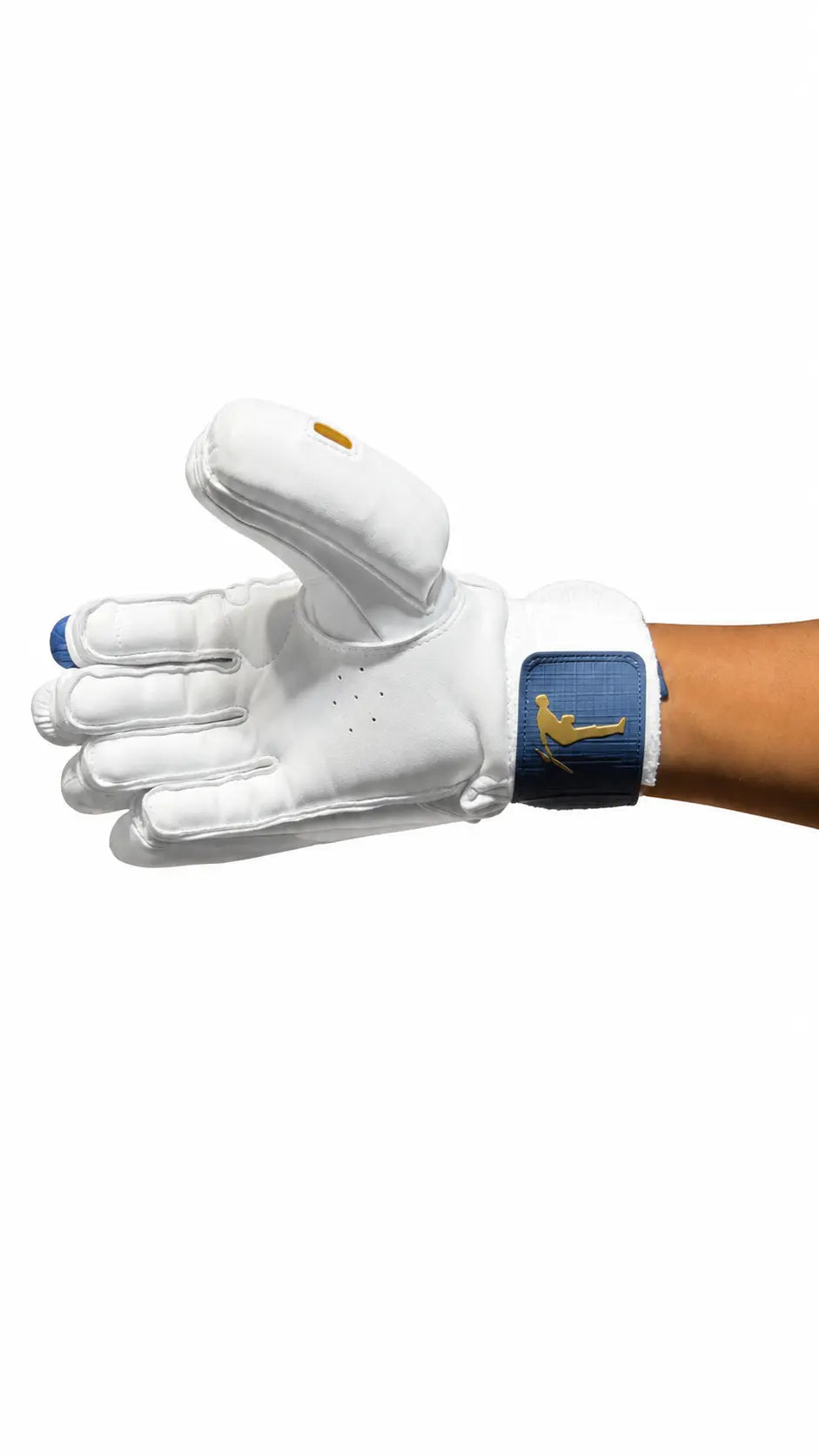 Versant Showman Glory Limited Edition Cricket Batting Gloves White Blue @ Right Front View