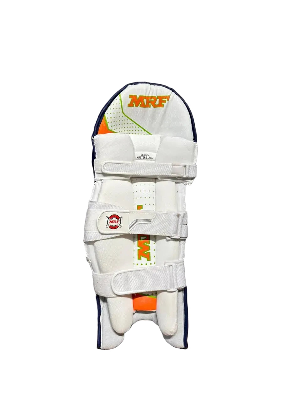 MRF Master Class Navy Blue Cricket Batting Leg Guard Pads@front view3