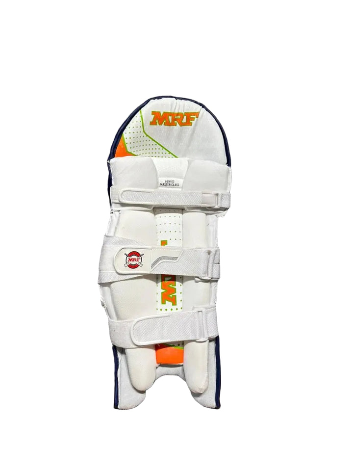MRF Master Class Navy Blue Cricket Batting Leg Guard Pads@front view3