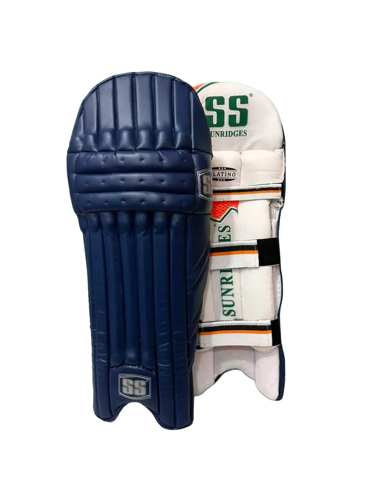 SS Platino Cricket Batting Leg Guard Navy Blue Pads Size@front view