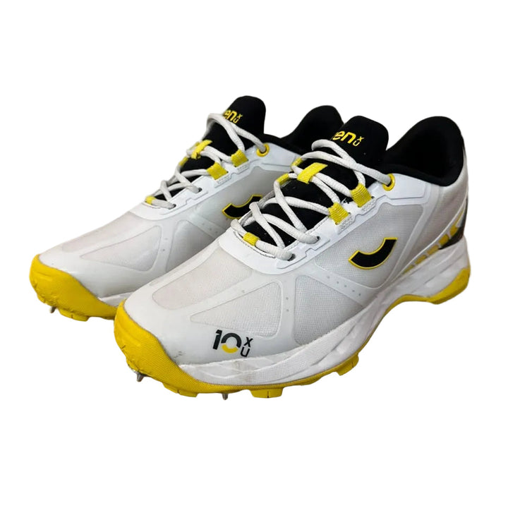 Tenxu Centurion Cricket Spikes Shoes White Yellow@front view4