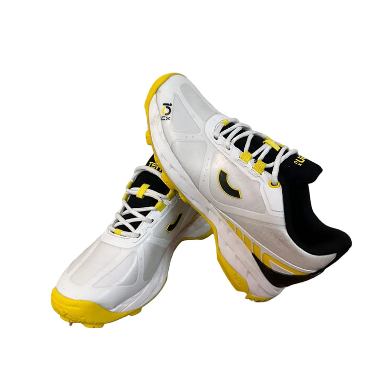 Tenxu Centurion Cricket Spikes Shoes White Yellow@front view3