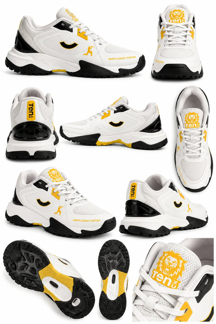 Tenxu All Rounder Cricket Rubber Shoes Black Yellow Size
