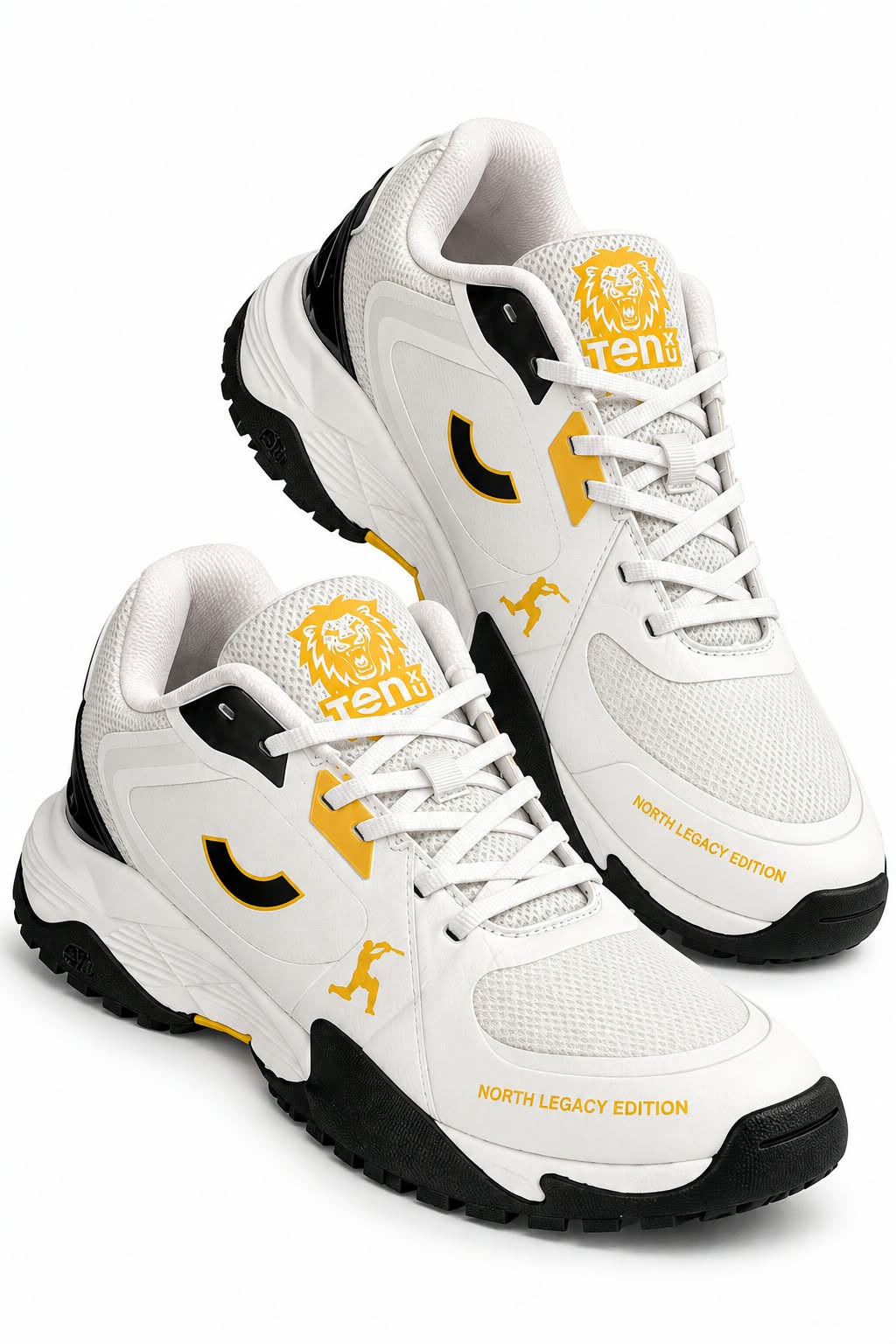 Tenxu All Rounder Cricket Rubber Shoes Black Yellow Size