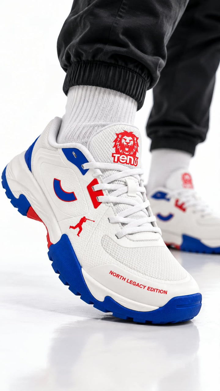 Tenxu All Rounder Cricket Rubber Shoes Blue Red Size