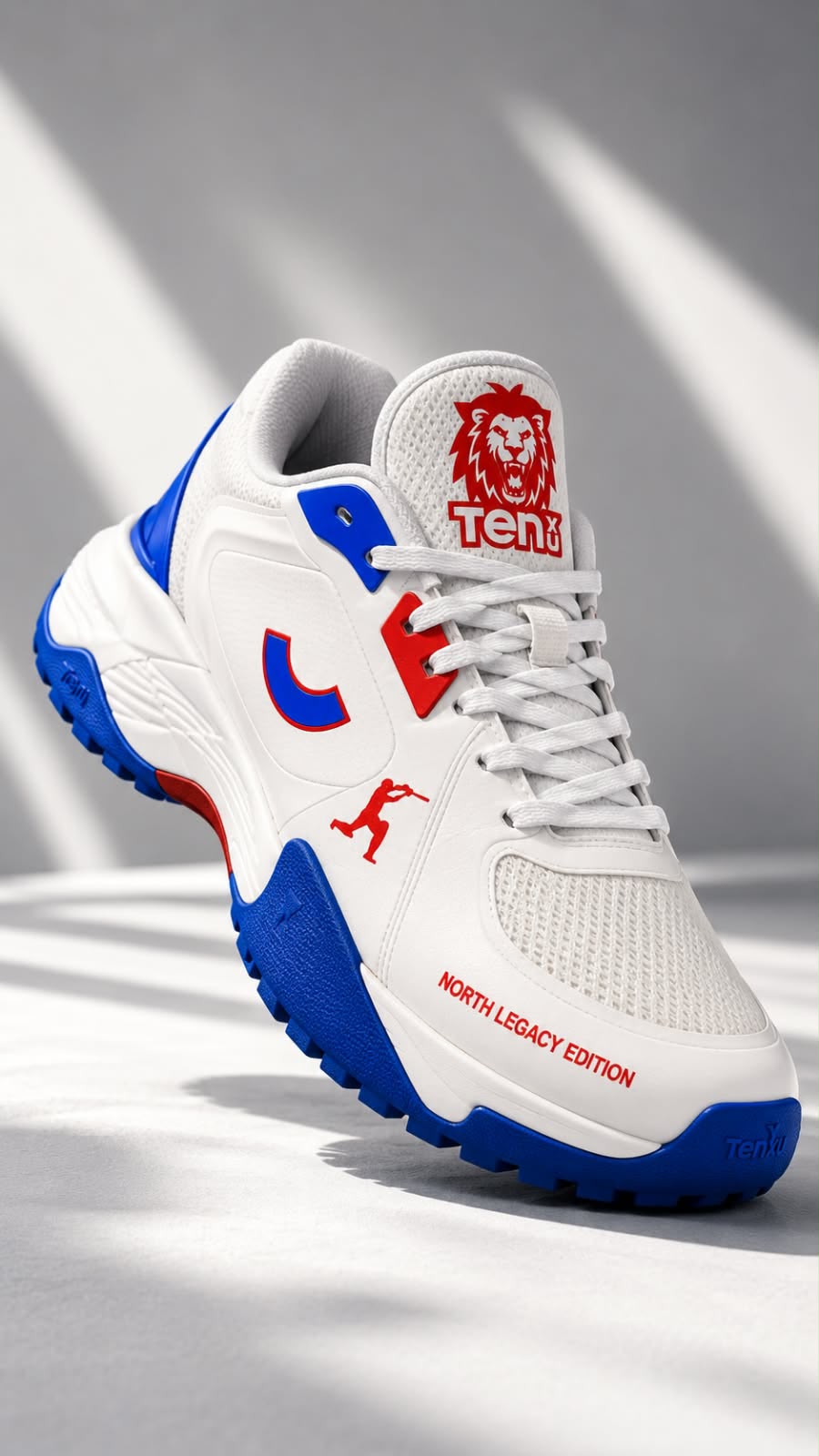 Tenxu All Rounder Cricket Rubber Shoes Blue Red Size