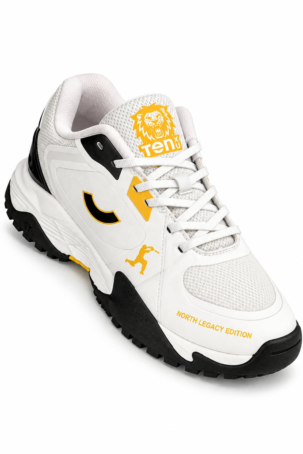 Tenxu All Rounder Cricket Rubber Shoes Black Yellow Size