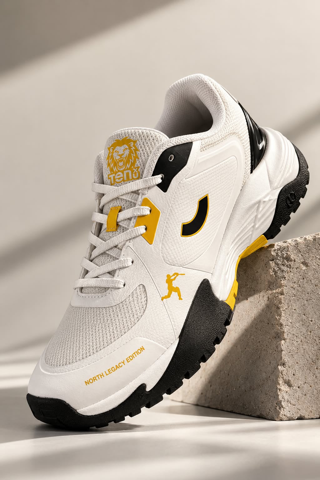 Tenxu All Rounder Cricket Rubber Shoes Black Yellow Size