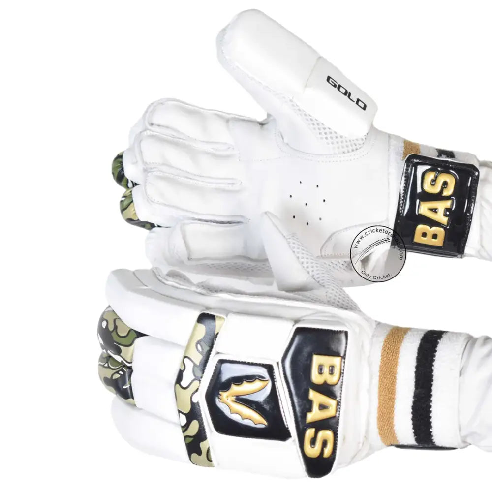 Bas Vampire Camo Gold Cricket Batting Gloves Mens Size