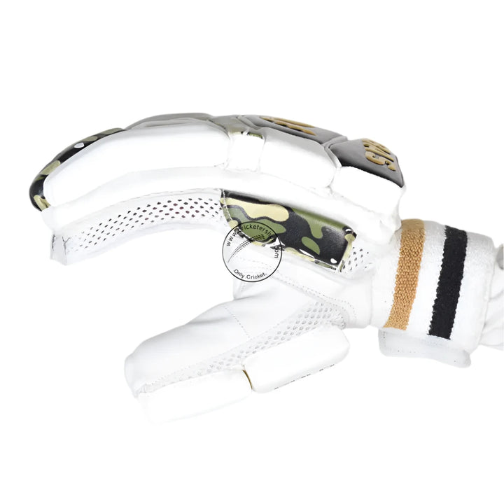 BAS Vampire Camo Gold Cricket Batting Gloves Mens Size @ Side View