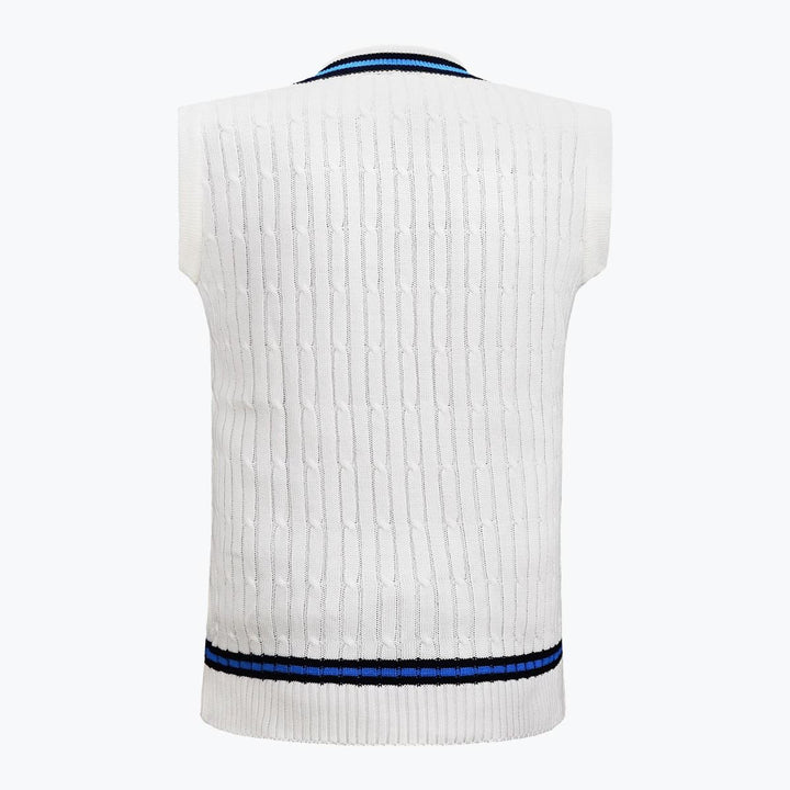 DSC DS 200 Cricket Sweater White & Navy Size @ Back View