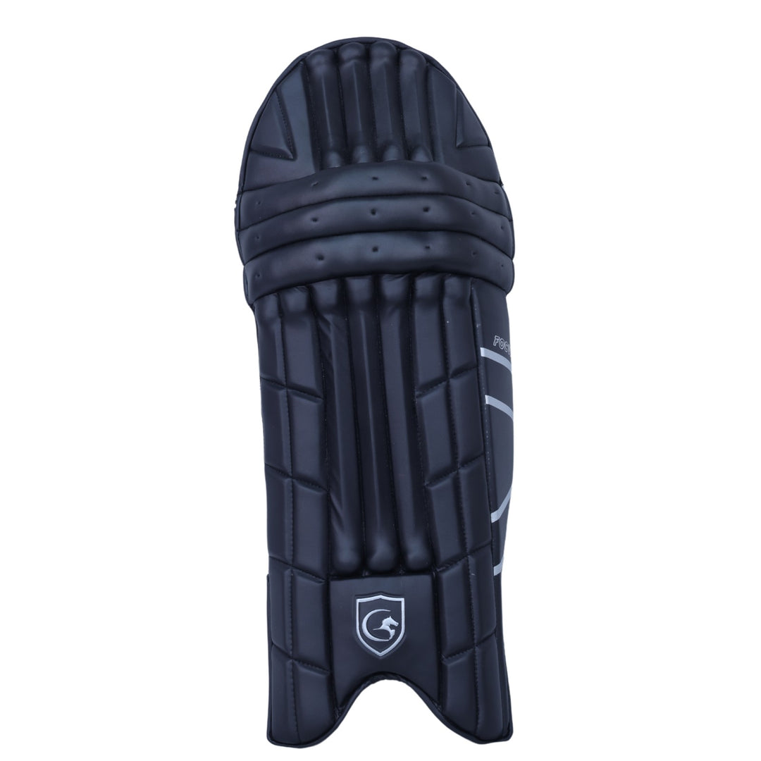 Gortonshire Focus Black Cricket Batting Leg Guard Pads Size@front view