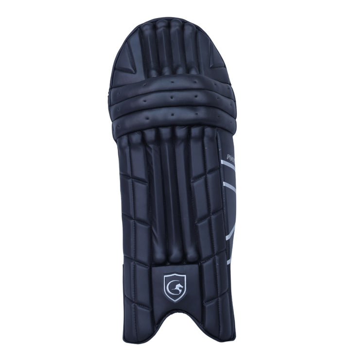 Gortonshire Focus Black Cricket Batting Leg Guard Pads Size@front view
