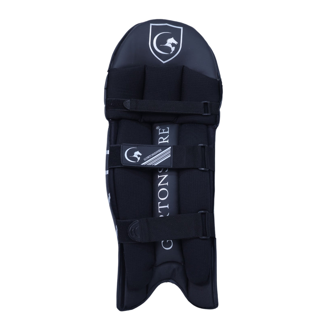 Gortonshire Focus Black Cricket Batting Leg Guard Pads Size@back view