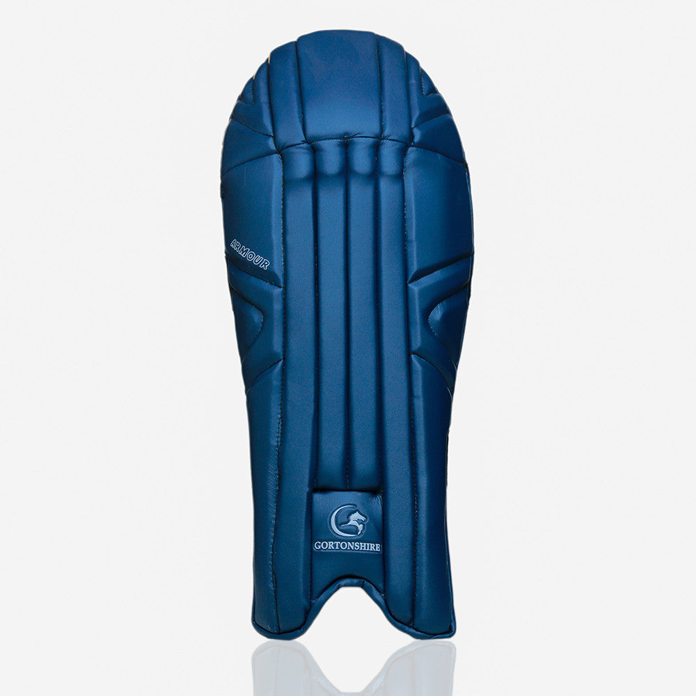 Gortonshire Armour Navy Blue Coloured Wicket Keeping Leg Guard Mens Size @ Cricketershop.com 1