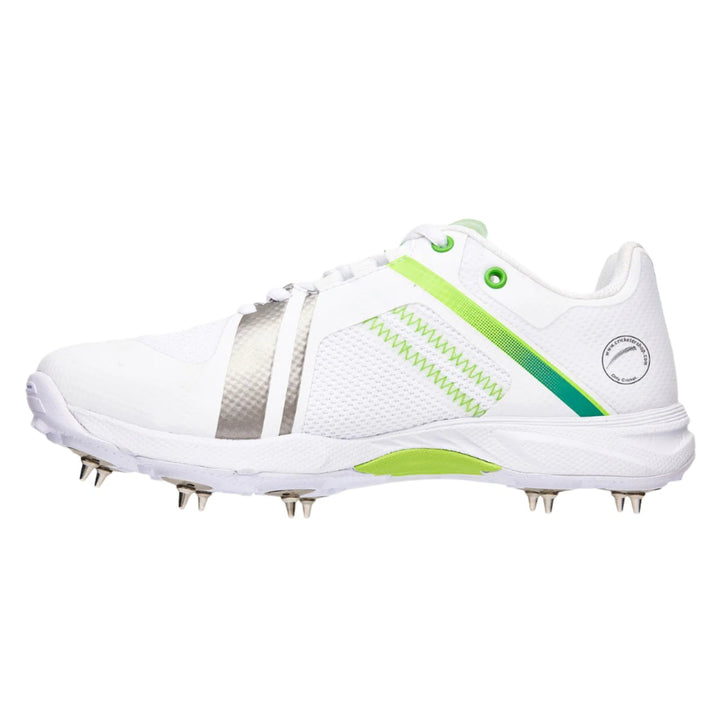 Kookaburra Pro 2.0 Cricket Spikes Shoes White Green Size @ Side View 2
