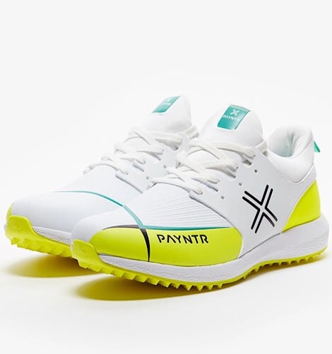 PAYNTR X Rubber Cricket Shoes White And Yellow