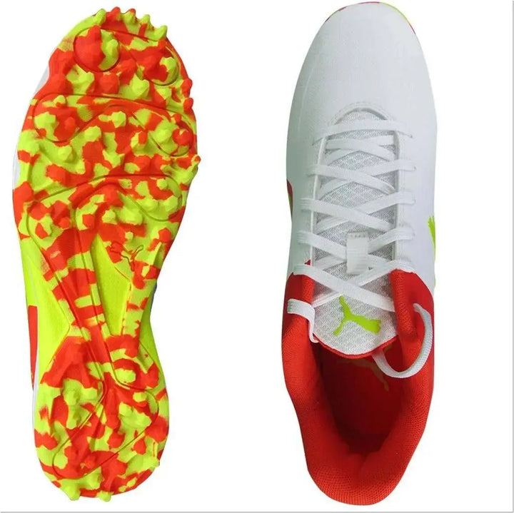 Puma 19 FH 10556510 Cricket Rubber Shoes Red Yellow@front view4