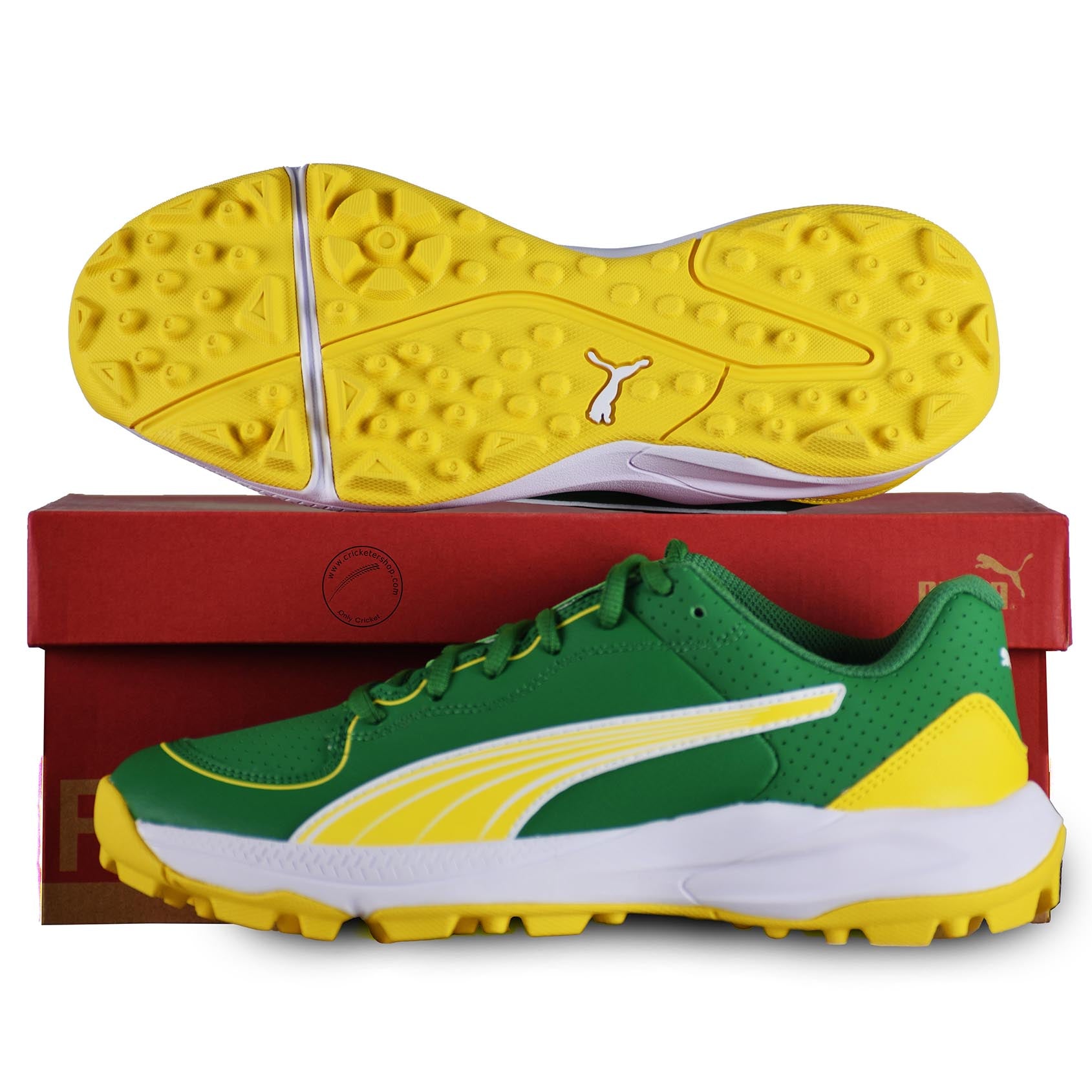 Puma 24 FH 10769905 Cricket Rubber Shoes Green Peel Yellow White Size ...