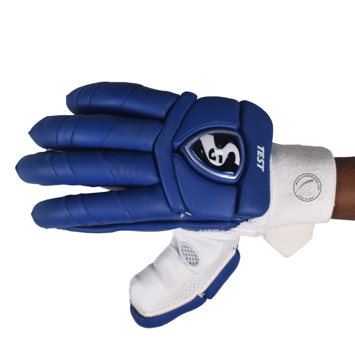 SG Test Navy Blue Cricket Batting Gloves Mens Size @ Right Back View