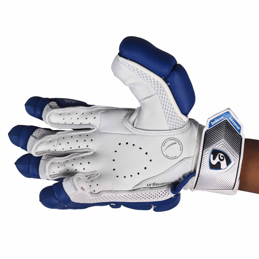SG Test Navy Blue Cricket Batting Gloves Mens Size @ Right Front View