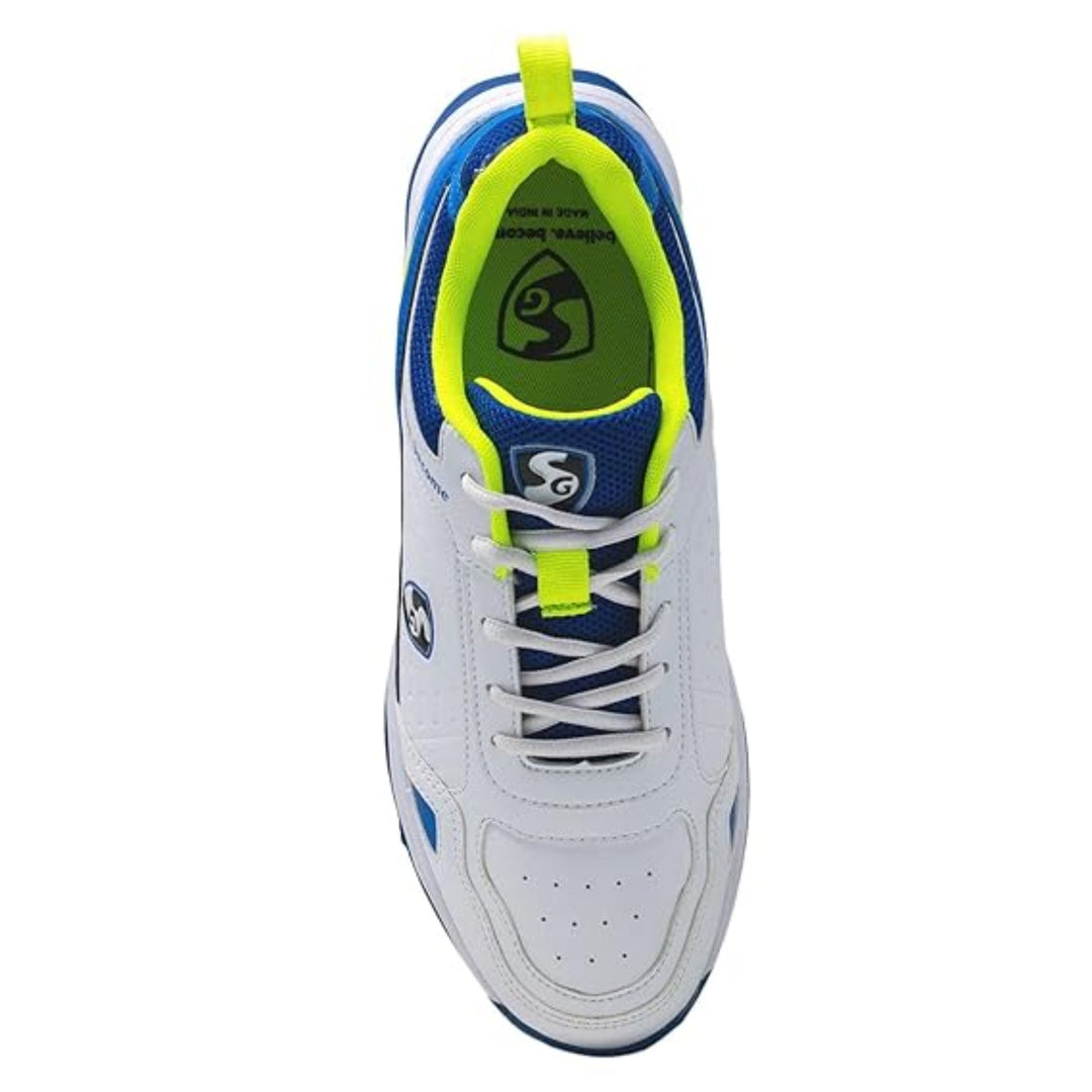 SG Club Cricket Shoes Colour White/Royal Blue/Lime