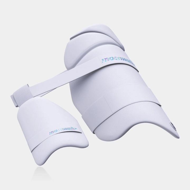 Moonwalkr 2.0 Cricket Batting Combo Thigh Guard Pad White @ Side View 2